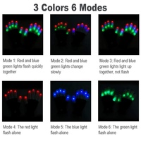 Gants lumineux LED pour Halloween, en coton et polyester, à piles, taille unique pour adolescents, pour l'extérieur en hiver, clignotants