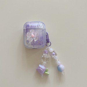 Étui pour écouteurs en TPU souple à fleurs 3D pour Airpods <span class=keywords><strong>Pro</strong></span> <span class=keywords><strong>2</strong></span> <span class=keywords><strong>2022</strong></span> <span class=keywords><strong>Air</strong></span> Pods de 2e génération 3 1 <span class=keywords><strong>2</strong></span> 3e génération violet Rose porte-clés tulipe - Product Image 6