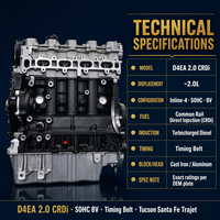 Moteur complet diesel turbo CRDi D4EA 2.0L de haute qualité, 4 cylindres en ligne SOHC 8V pour remplacement et réparation Hyundai Kia