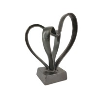 Sculptures modernes en fonte d'art, double cœur entrelacé, ornement artisanal abstrait en métal, articles de décoration créatifs de luxe pour la maison