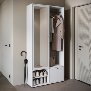<span class=keywords><strong>Meuble</strong></span> de rangement à chaussures étroit à 6 niveaux avec miroir et porte-manteau, tiroirs rabattables pour entrée et couloir – Fournisseur d'usine - Product Image 4