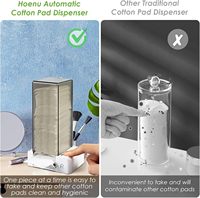 Distributeur automatique de tampons de coton rectangulaires en plastique avec couvercle anti-poussière, organiseur de lingettes à ongles sans peluches, design moderne et minimaliste pour maquillage et coiffeuse