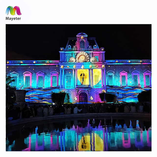 Outdoor Mapping House Facade Digital Video Wall Projection 40000 12000 Lumens Church 3d laser projector for building