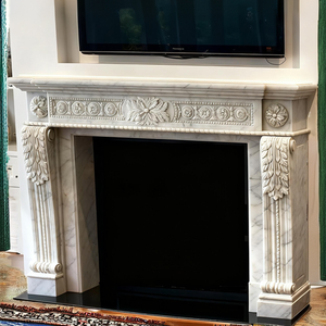 Cheminée décorative d'intérieur moderne en marbre blanc, sculptée à la main, avec manteau de cheminée - Product Image 2