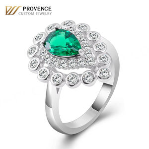 Anillo de Esmeralda con Certificación NGTC, Anillo de Oro Blanco Sólido Real de 10k, 14k, 18k, Anillo de Moissanita Blanco de Lujo para Mujer, Regalo - Product Image 1