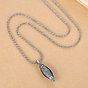 Collar con Colgante de Tubo de Sutra Giratorio de Seis Caracteres de la Verdadera Realidad para Hombre, Estilo Retro, Atrae la Suerte - Product Image 3