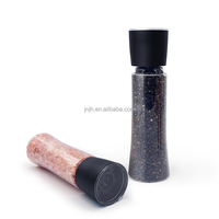Bouteille de moulin à épices jetable en plastique de 340 ml, noir, avec couvercle de broyage en PC, moulin à sel rose de l'Himalaya, moulin à poivre