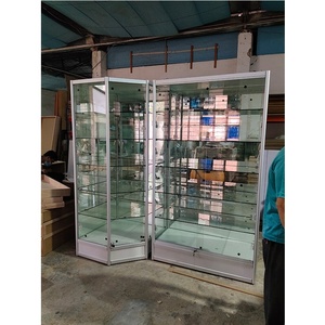 Smoke Shop Glass Display Cabinet Case LED Light aluminum Showcase
