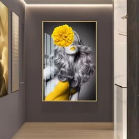 Art mural en porcelaine de cristal, beauté sexy moderne, cadre en aluminium doré, fleurs jaunes, décoration intérieure, peinture, décoration de salon