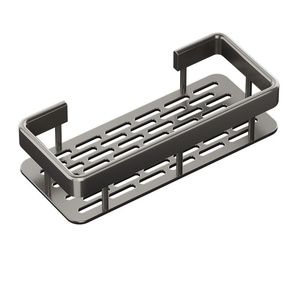 Scaffale da bagno in acciaio a parete in stile moderno ripiano ad angolo rifinito in alluminio per wc e lavabo - Product Image 5