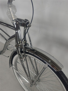 <span class=keywords><strong>Bicicleta</strong></span> Retro Cromada Estilo Beach Cruiser con Horquilla Springer, Clásica Vintage de <span class=keywords><strong>26</strong></span> Pulgadas, Plateada Electroplacada, <span class=keywords><strong>Bicicleta</strong></span> <span class=keywords><strong>Lowrider</strong></span> - Product Image 3