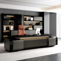 Ensemble de bureau en forme de L moderne et minimaliste Yiloya, table de direction en bois avec armoire latérale, poste de travail pour PDG et directeur