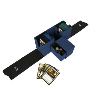 Boîte à cartes portable personnalisée <span class=keywords><strong>de</strong></span> style <span class=keywords><strong>Spider</strong></span>-Man en PU pour jeux <span class=keywords><strong>de</strong></span> société, boîte <span class=keywords><strong>de</strong></span> <span class=keywords><strong>jeu</strong></span> bleue avec coins carrés - Product Image 1
