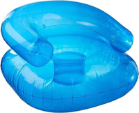 Canapé gonflable bleu transparent moderne et confortable avec accoudoirs, fauteuil portable en PVC pour adulte, siège paresseux pour balcon et extérieur