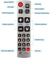 Control remoto universal de botón grande para LG, Samsung, Sony, Vizio, Sharp, Toshiba, JVC, Sanyo, Zenith, Panasonic, Philips, Hitachi, etc.