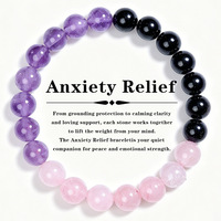 Bracelet de perles mélangées en obsidienne européenne et américaine, améthyste et cristal rose, aux vertus curatives
