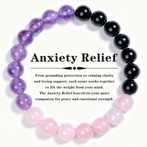 <span class=keywords><strong>Bracelet</strong></span> de perles mélangées en obsidienne européenne et américaine, améthyste et cristal rose, aux vertus curatives - Product Image 6