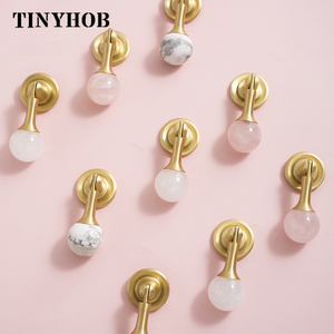 Cute Natural Crystal Stone <strong>Knobs</strong> Pink <strong>White</strong> Dresser Cabinet Door <strong>Knobs</strong> and Handles Ball Pendant <strong>Drawer</strong> Pull C-4798 - Product Image 2