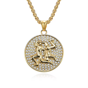 12 <span class=keywords><strong>Horoscope</strong></span> Astrologie Déclaration Collier Bijoux Brillant Zircon Rond Plaqué Or Pendentif Pour La Fabrication <span class=keywords><strong>De</strong></span> Bijoux - Product Image 6