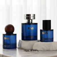 Flacon de parfum pour homme avec logo personnalisé, flacon de parfum en verre bleu de luxe, 50 ml, 30 ml, bouchon personnalisable, flacons de parfum ronds