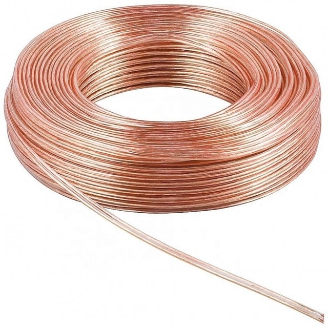 0.75mm OFC CCA TCCA Conductor Transparent Red Black PVC Insulation 2 Core Flat Flexible Soft Twin Speaker Cable Wire