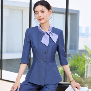 Hotel Uniform Women Professional Suit Set Three Quarter Sleeves Polyester Cotton Spring 2025 Workwear - Product Image 1