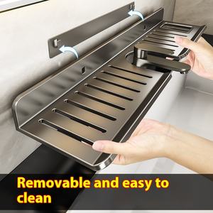 רכוב קיר ללא קידוח סגסוגת אלומיניום הברז מארגן חדר אמבטיה - Product Image 2