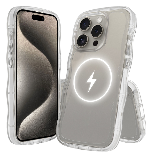 Hot Selling Transparent Luxury Shockproof Phone case for iPhone Acrylic Case Wave Pattern Mobile Phone  Case for iPhone 15 Pro