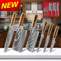 Manche en bois jaune USA vente à chaud 67 couches vg10 prix de gros ensemble de couteaux de cuisine en acier Damas avec garantie à vie