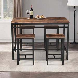 Многофункциональная кухонная мебель Yojane 1 + 4, набор барного стола из стали и дерева для маленькой квартиры, столовой - Product Image 4