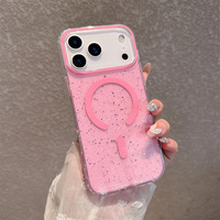 Étui magnétique transparent à paillettes en forme de cœur pour Apple 16 Pro Max, coque de téléphone portable iPhone 14 15 Plus, nouveau modèle 17 Air Cover