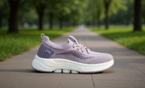 Zapatillas Deportivas Tejidas Gris Púrpura para Mujer, con Cordones, Punta Redonda, Entresuela de EVA, Suela de Goma, para Todas las Temporadas, Estilo Casual y Robusto - Product Image 2