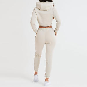 Wholesale Jogger <strong>Pants</strong> Cropped Sweatshirt Sweatpants and Hoodie Set Fashional Sweet Sports Clothing Set for Women - Product Image 6