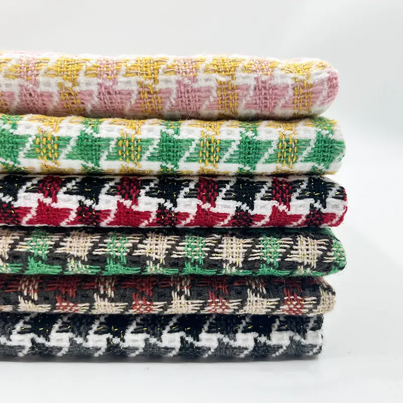 Tissu de tweed de polyester à chevrons de style nouveau tissus de tissu de tweed coloré pour les vêtements indiens
