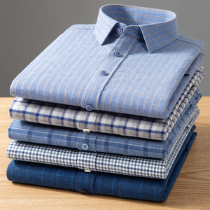 <b>Men's</b> Casual Formal <b>Long</b>-<b>Sleeved</b> Single Breasted Button Collar Patchwork Twill Quick Dry Breathable Anti-UV Eco-Friendly 100% - Product Image 3