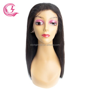 Tùy Chỉnh 13x4 Thẳng Phi Phụ Nữ Da Đen Cho Ren Phía Trước Tóc Giả Mật Độ 180% Nửa Bob Tóc Giả Với Bang Made Trinh Nữ Tóc HD Ren - Product Image 4