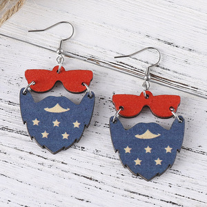 Pendientes de madera Pendientes colgantes de gota de estrella de girasol para mujer Uionen 1190 - Product Image 2