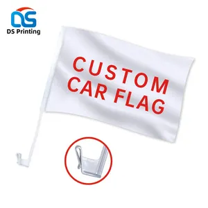 Fabbrica su misura all'ingrosso car window wash flag sign stick 12x18 pollici car flag poliestere car hanging flags