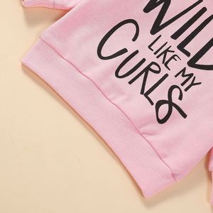 Set di pantaloni con coulisse e felpa girocollo a maniche lunghe con stampa di lettere per bambina, completo casual in <span class=keywords><strong>2</strong></span> pezzi per bambini - Product Image 6