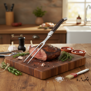 Juego de Utensilios <span class=keywords><strong>Profesionales</strong></span> para Barbacoa de Acero Alemán Forjado, Cuchillo Laguiole para Trinchar, Tenedor de 8 Pulgadas para Parrilla de Carbón, Ecológico - Product Image 4