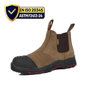 <span class=keywords><strong>Bottes</strong></span> de travail Chelsea à enfiler avec côtés élastiques en cuir nubuck, languette de traction, embout composite, semelle extérieure en caoutchouc, couleur beige, vente en gros, usine OEM - Product Image 1