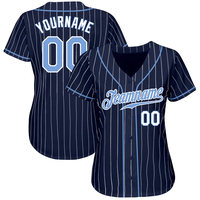 Jersey Baseball Pria Custom Logo Tim, Kaos Softball Lengan Pendek Korea, Kaos Pria Oversize, Jersey Baseball Garis Biru