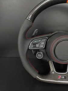 Volante de Fibra de Carbono para <span class=keywords><strong>Audi</strong></span> TT S4 S5 S6 S7 S8 <span class=keywords><strong>A3</strong></span> A4 A5 A6 A7 A8 Q3 Q5 Q7, Volante Deportivo de Cuero Perforado - Product Image 5
