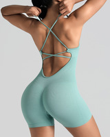 Combinaison de yoga à séchage rapide, combinaison à dos ouvert, tenue de sport pour femmes, combinaison respirante avec motif, vêtements