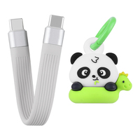 Câble de charge rapide 60W USB C vers USB C 13cm portable en PVC avec porte-clés, motif animal mignon, pour batterie externe, cadeau de voyage
