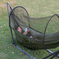 Hamac de Camping en plein air avec moustiquaire pour la randonnée en plein air, balançoire légère portable, vert armée
