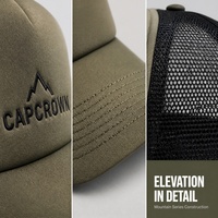 Casquette de baseball trucker verte personnalisée en maille, avec broderie, 5 panneaux, en mousse souple, de haute qualité, style snapback