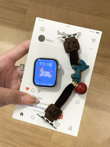 Bracelet de <span class=keywords><strong>montre</strong></span> de style élastique coloré avec motif de petit cheval mignon, compatible avec Apple Watch - Product Image 3