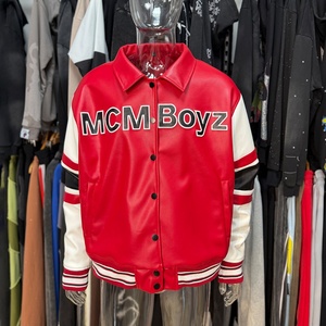Custom Fashion New Design Pu Leather <b>Jacket</b> for <b>Men</b> 3d Embroidery High Quality Heavyweight Winter Wear Button up Leather <b>Jacket</b> - Product Image 1