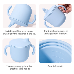 Vente en gros de gobelets d'apprentissage en silicone pour bébés de <span class=keywords><strong>6</strong></span>, 12 et 18 <span class=keywords><strong>mois</strong></span>, gobelet à paille pour bébé - Product Image 4